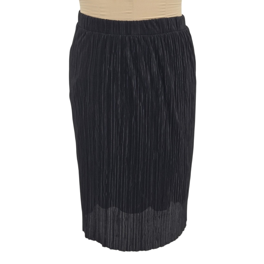 Le Lis Pleated Midi Skirt Women Size M Black Pull On USA Office Capsule Wardrobe